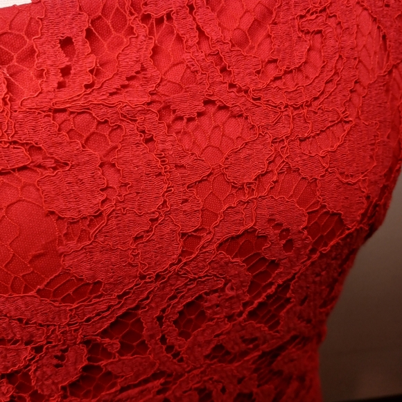 Liz Claiborne Red Lace Dress | Size 12 - Picture 10 of 11